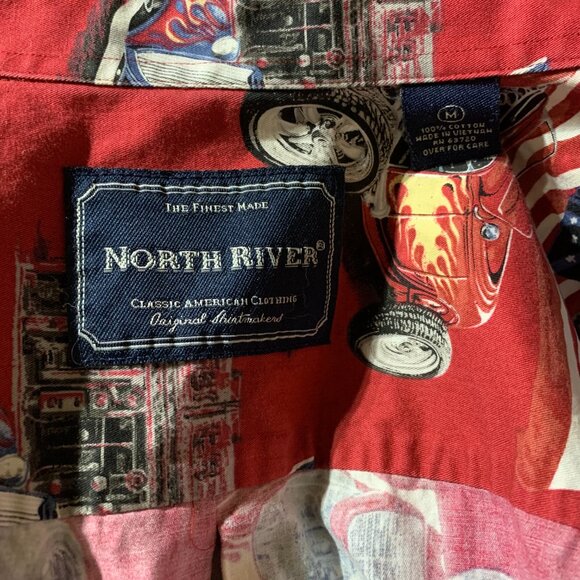 North River Hot Rod USA Stars & Stripes Short Sleeve Button Up Shirt - Picture 7 of 11